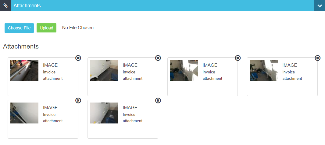 Screenshot of multiple attachments available on invoice
