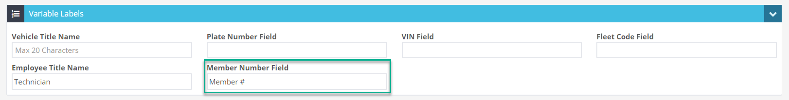 Workshop Software screen showing you can change the title of member numbers in the variable labels section of ...
