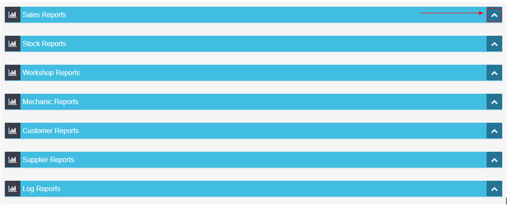 Business Reports list with Sales Reports highlighted