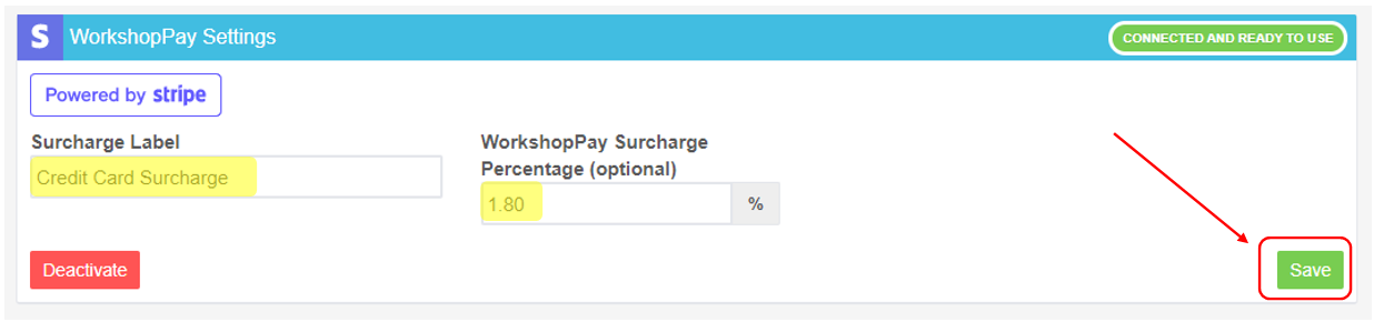 Workshop Software screen showing once you have entered in these details, don't forget to click the green ' sav...