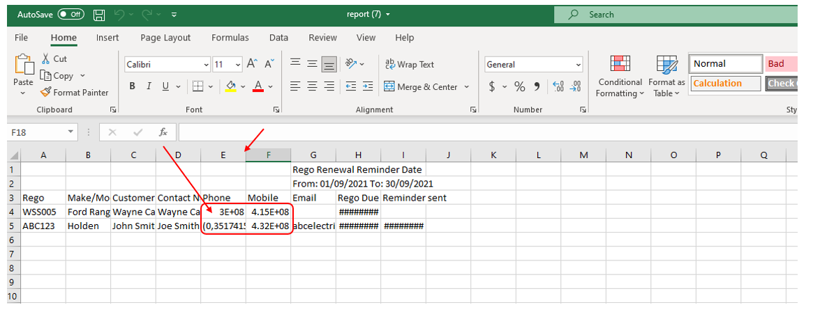 Workshop Software screen showing double click on the column line between e and f as well as the line between f...