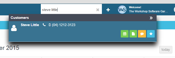 Workshop Software screen showing double click on the name in the search results