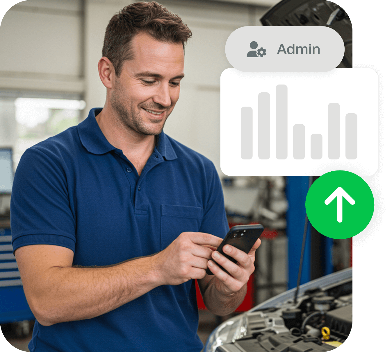 Workshop Software garage management mobile app interface
