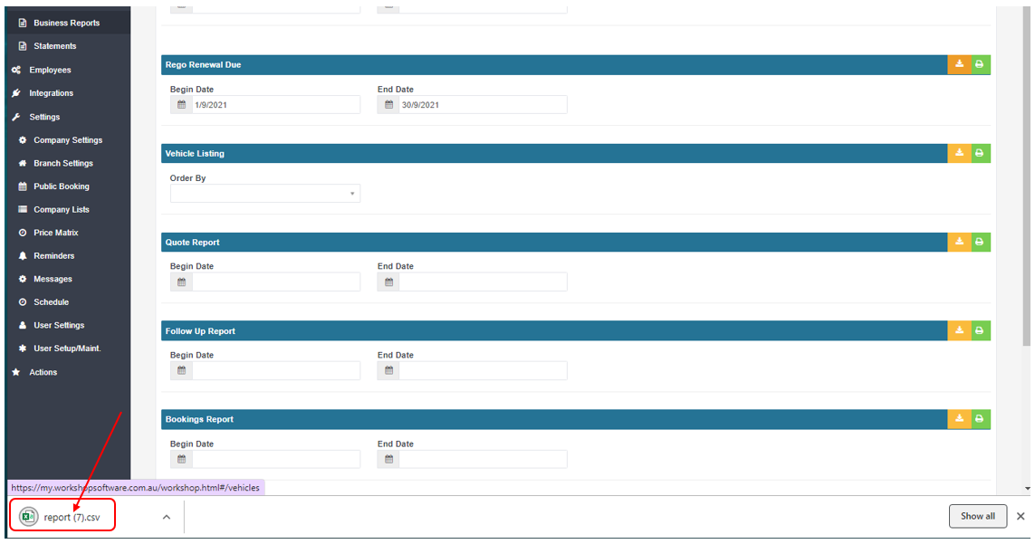 Workshop Software screen showing if you do not see it in the bottom left hand corner of the browser check your...