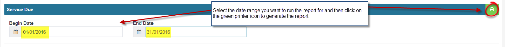 Workshop Software how to run the service due report showing date range you want the report to cover and then click on the ...