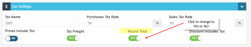 Workshop Software screen showing look for the field titled round total , click on the toggle to switch from no...