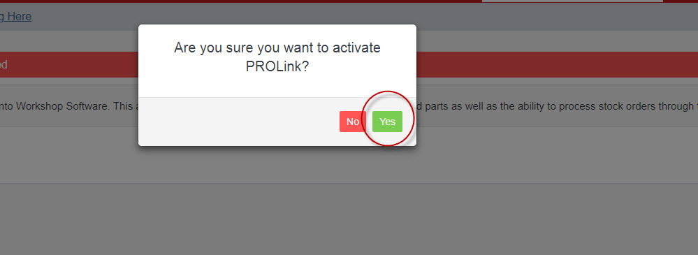 Workshop Software screen showing please select ' yes '
