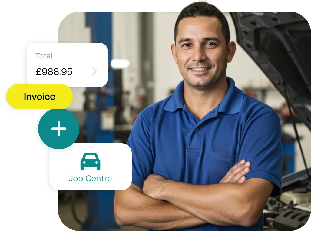 Workshop Software mobile app running on a smartphone – manage your workshop from anywhere