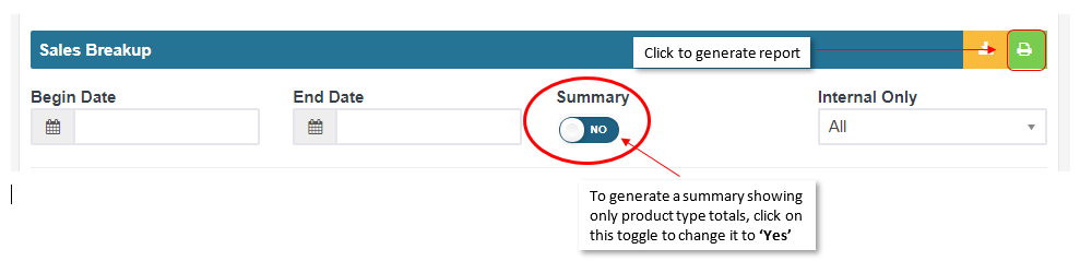 Workshop Software how to run a sales breakup report showing date range you want the report to cover, if you want only a to...