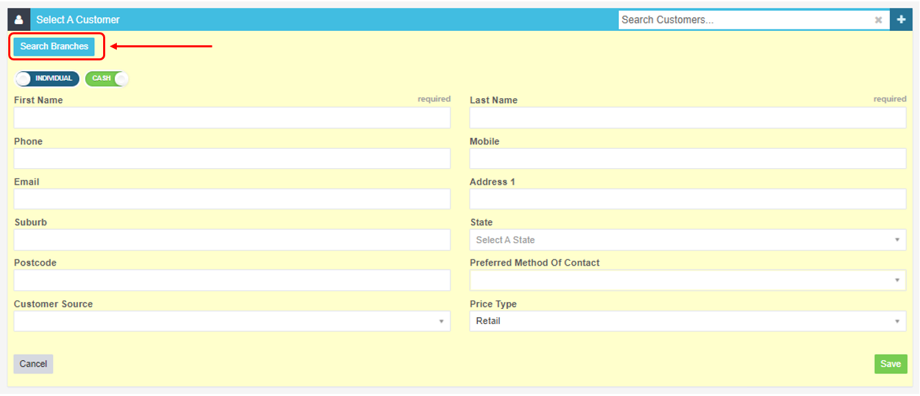Workshop Software platinum multi-branch - how to add a vehicle and vehicle history from another branch showing ' search br...