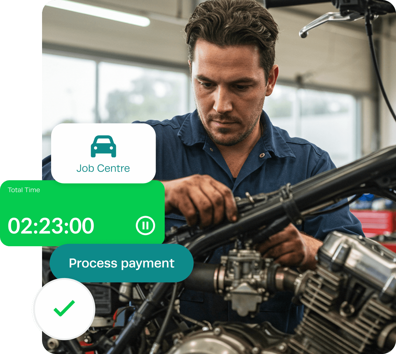 Workshop Software motorcycle repair job tracking and customer management dashboard