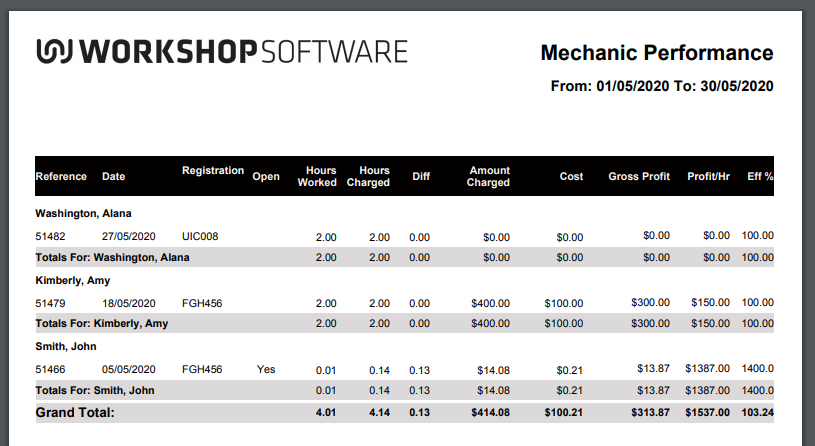Workshop Software screen showing below is the report with the summary toggle on no