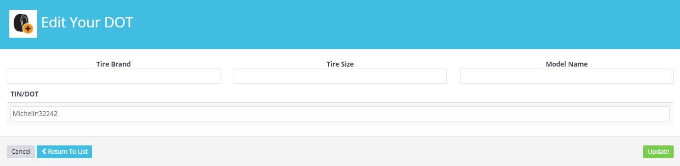 Workshop Software register dot/tin on a processed invoice showing 'return to list'