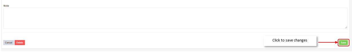 Customer notes field with the Save button highlighted and a note to click to save changes