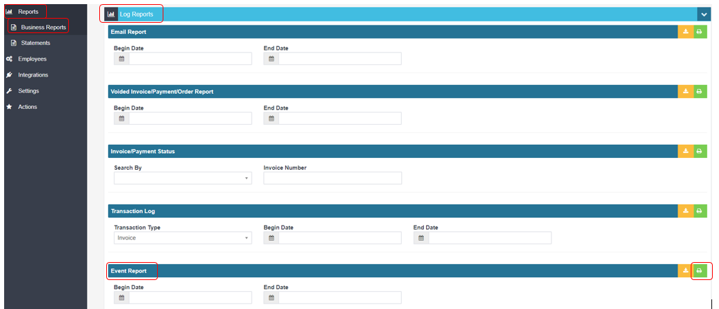 Workshop Software screen showing how to check the event log click on reports on the left hand menu bar in work...