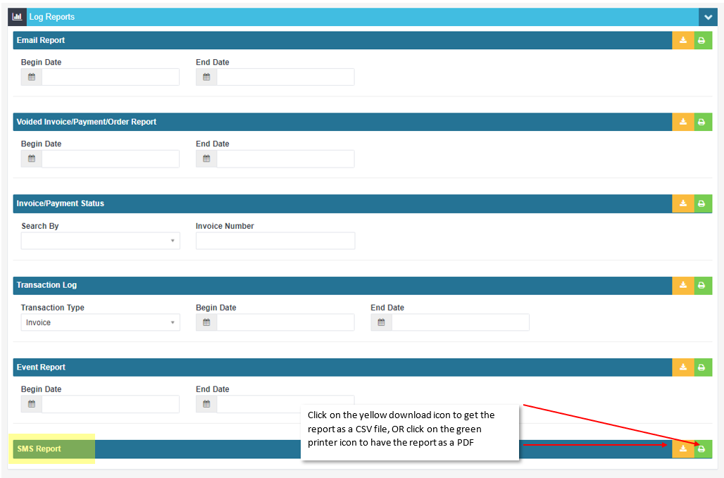 Workshop Software how to run the sms log report showing down to the last report called sms report , you can then either