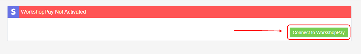 Workshop Software activate your stripe account showing green 'connect to ' workshoppay ' button
