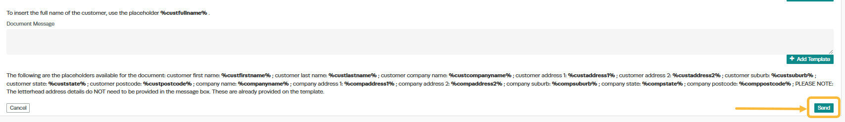 Workshop Software bulk sms/email customers showing your email, sms and document message, and click ' send '