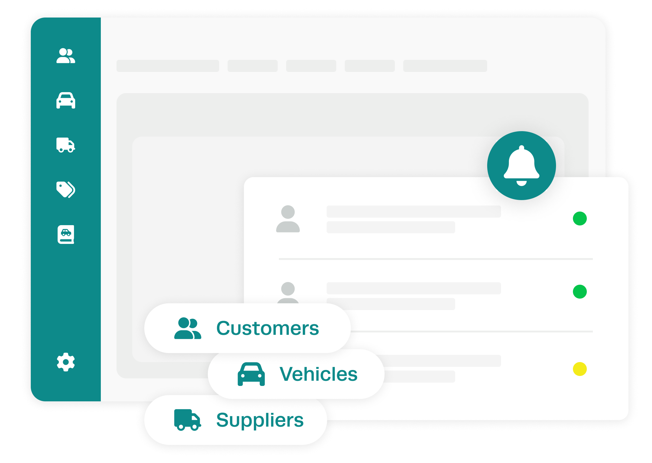 Workshop Software dashboard showing customer, vehicle and supplier management panels