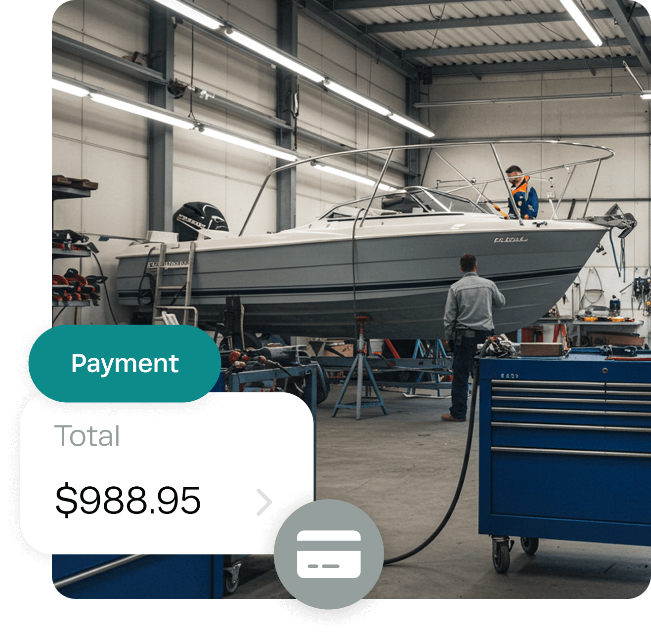 Workshop Software marine repair workshop management dashboard showing service jobs
