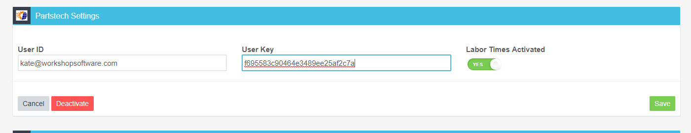 Workshop Software screen showing your username will be your email, your credentials should now be entered (rem...