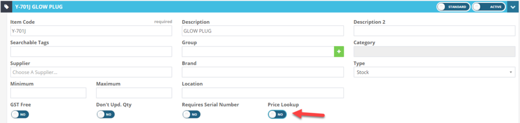 Workshop Software screen showing look for the price lookup option and switch it to 