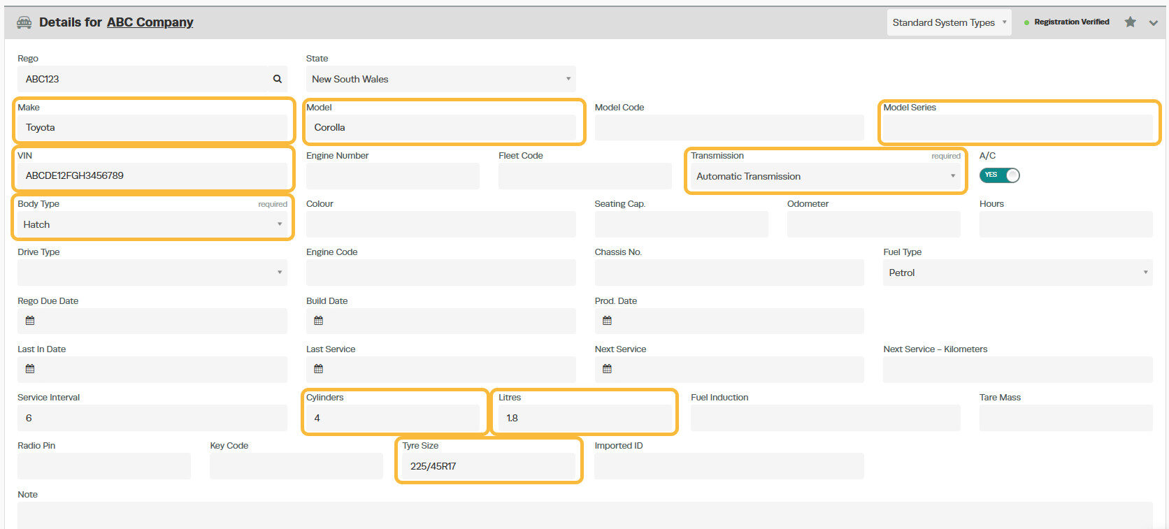 Workshop Software screen showing information will be automatically populated for your vehicle