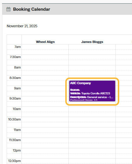 Workshop Software screen showing you can also click on the specific day in the week or day view to open the cu...