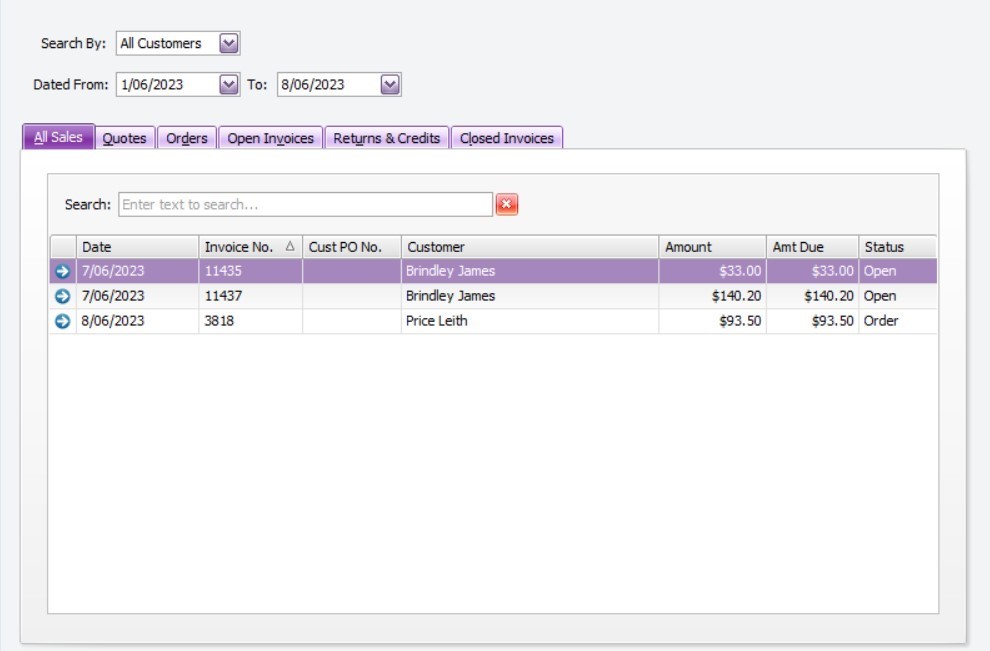 Workshop Software screen showing if you are not up to date with supplier invoice entry, the sales invoice woul...