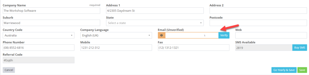 Workshop Software use your own email showing