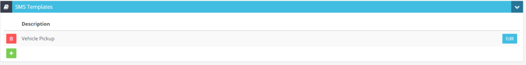 Workshop Software screen showing you can also set up different templates, to use in the sms message, go to set...
