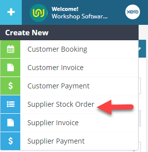 Workshop Software auto create stock order showing supplier stock order