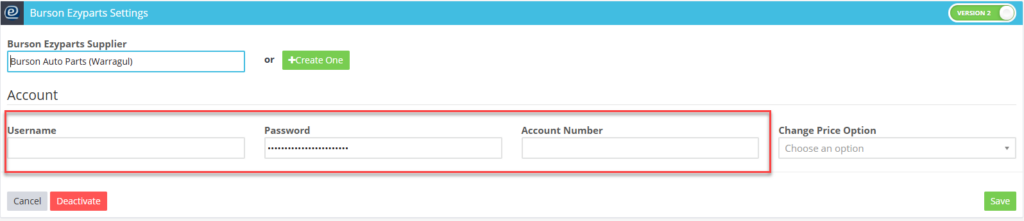 Workshop Software how to integrate burson version 2 showing required credentials enter your username , password , and acco...