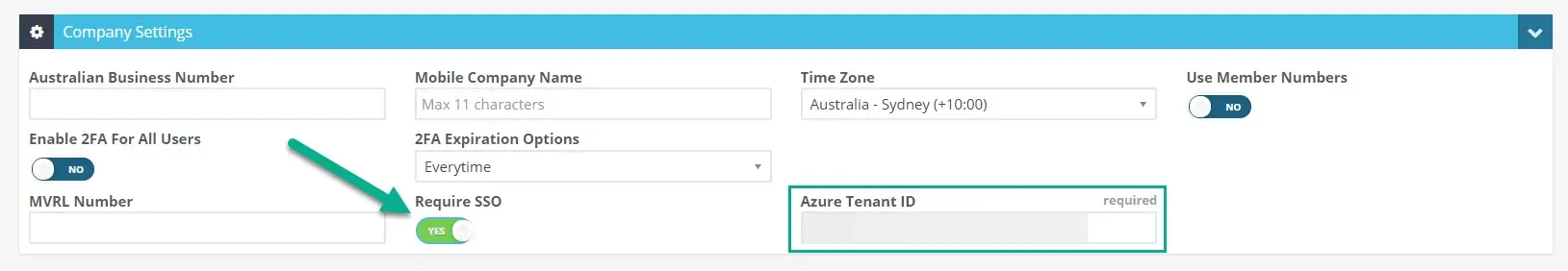 Workshop Software screen showing to do this login to your account using an admin user, go to settings > compan…” class=”wp-image-31873″></figure>
<p>This will then reveal the Azure Tenant ID field, enter your tenant ID which can be found on the Overview page for your Azure directory. It may look like this:</p>
<figure class=