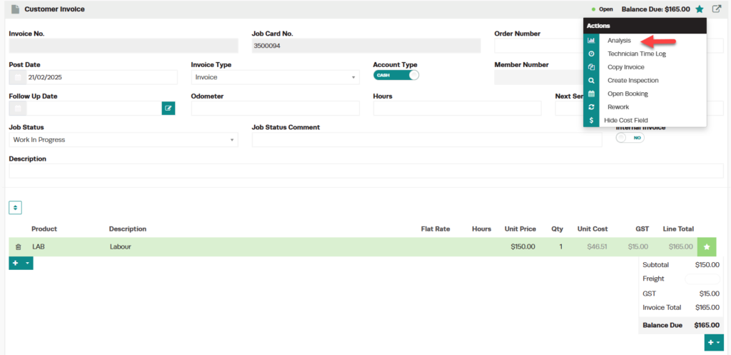 Workshop Software check the profitability of each job showing