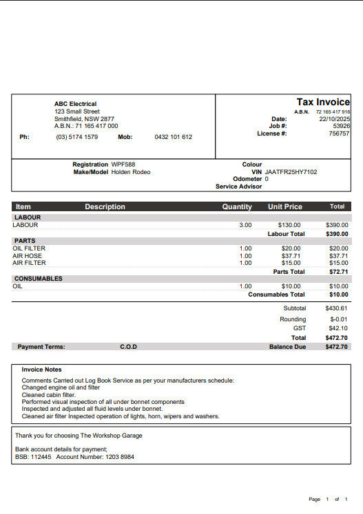 Tax invoice in the Print Letterhead Without Company format with no company block