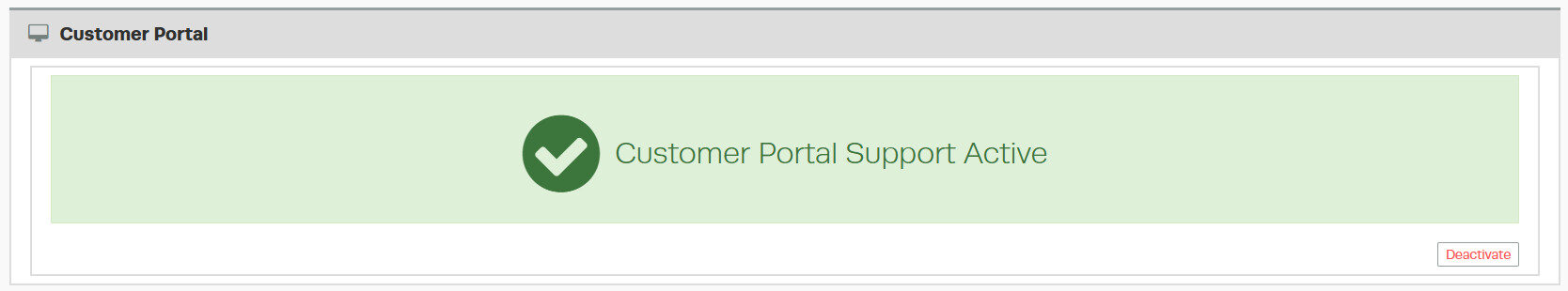 Workshop Software screen showing you will now see confirmation that the customer portal has been activated