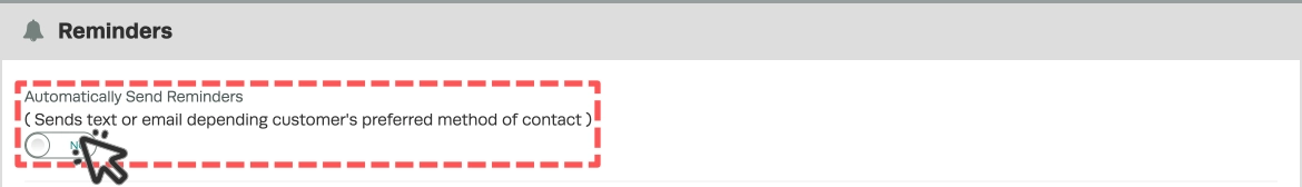 A screenshot of the Reminders card before activating reminders. The Activate toggle is highlighted.