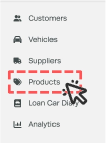A screenshot of a portion of the left hand sidebar menu, the Products link is highlighted.