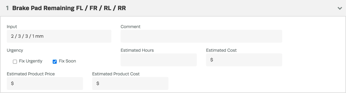 A screenshot of an Input Checklist Item as it appears in an Inspection.