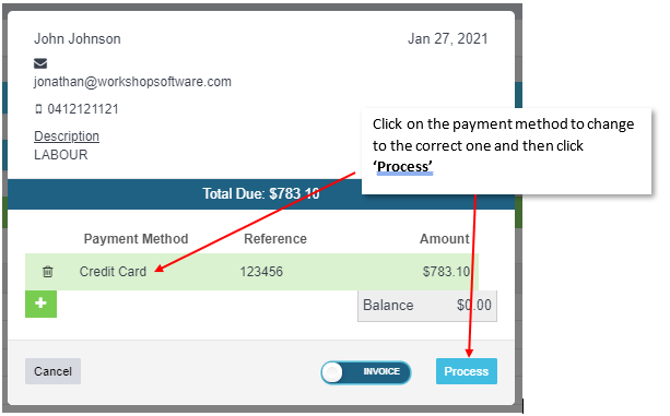 Workshop Software screen showing once you have entered all the relevant information on to the invoice and have...