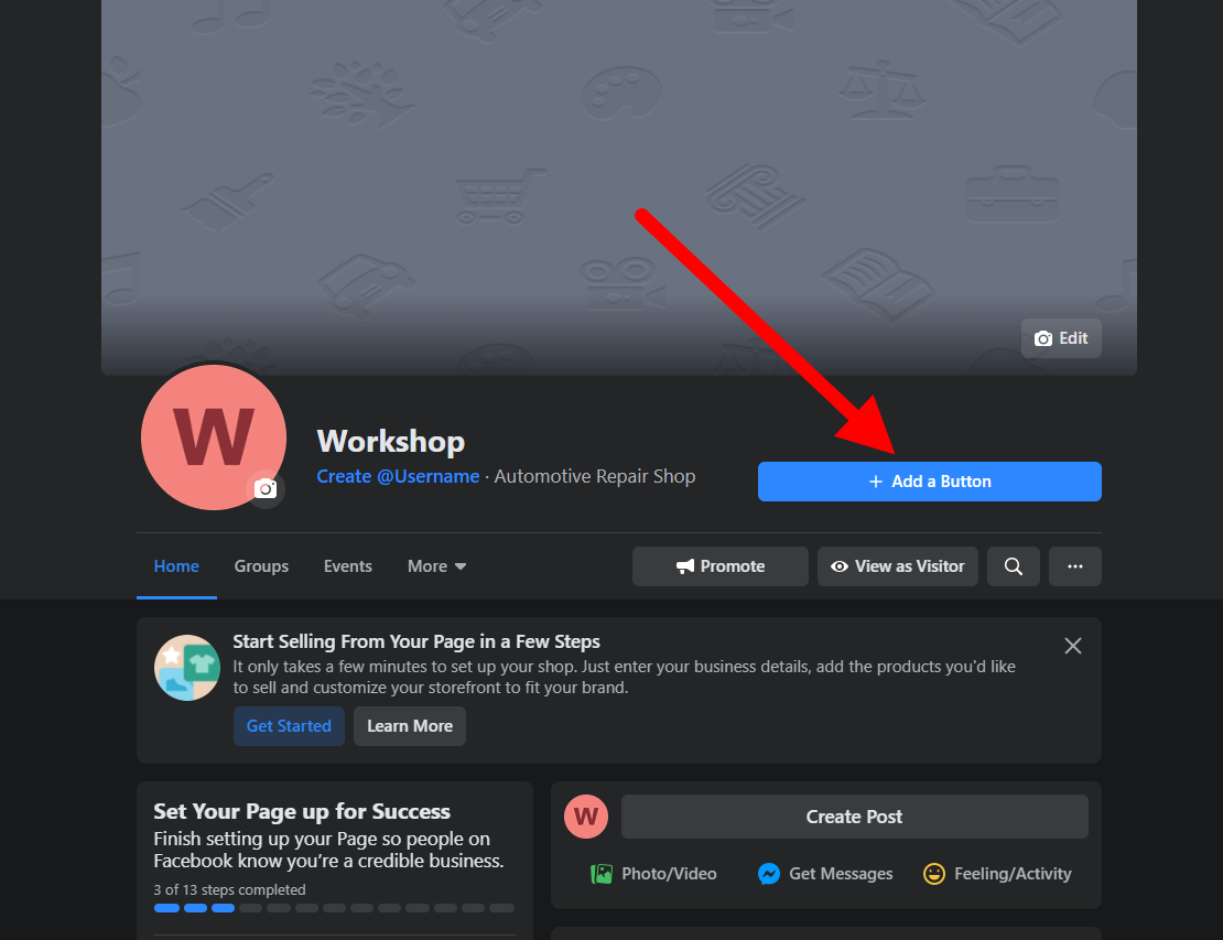 Workshop Software screen showing (if you already have a button set up, this will appear as ‘edit’)