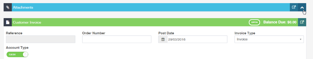 Workshop Software how to delete attachments from an invoice showing invoice 2) open the invoice 'attachment' dropdown