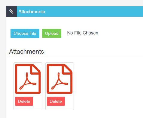 Workshop Software screen showing the attachment requested to delete is no longer on the invoice