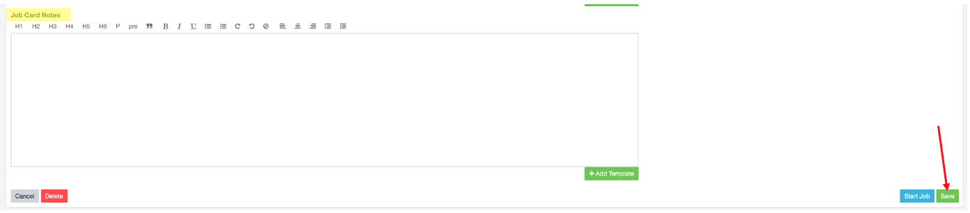 Booking notes field with the Save button highlighted in the bottom right