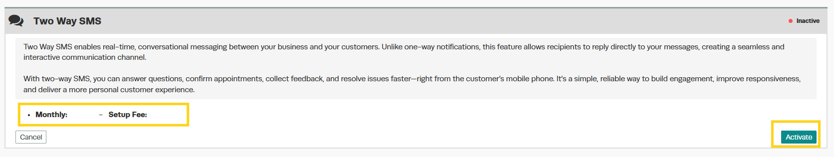 Workshop Software two-way SMS setup — step 3