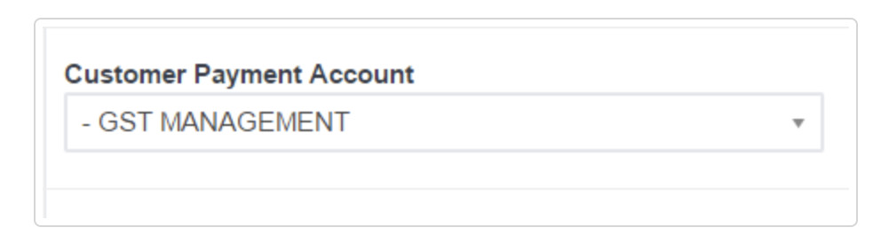 Xero account dropdown showing GST Management account with missing reference number