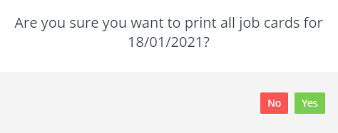 Workshop Software print all job cards for a specific day - gold only showing yes if this is correct