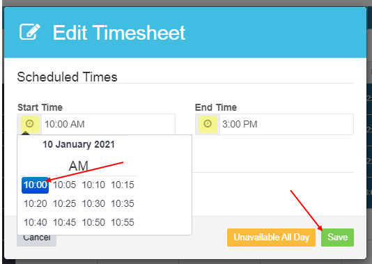 Workshop Software screen showing then click the green 'save' button