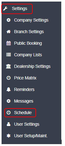 Workshop Software schedule a mechanic for a day off showing 'settings' from the left hand navigation menu, and then select...